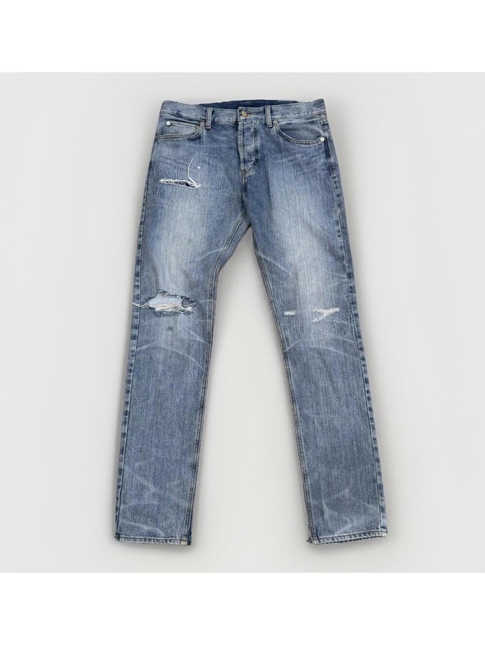 Fear of God Essentials Men’s Distressed Skinny Jeans Blue Size 32